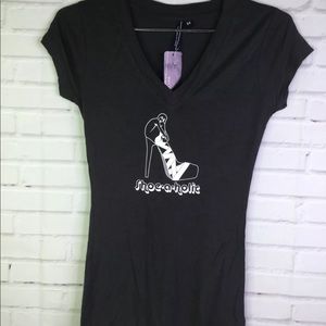 ShoeAholic Shoe Lover Funny V Neck Women’s Tee SzM